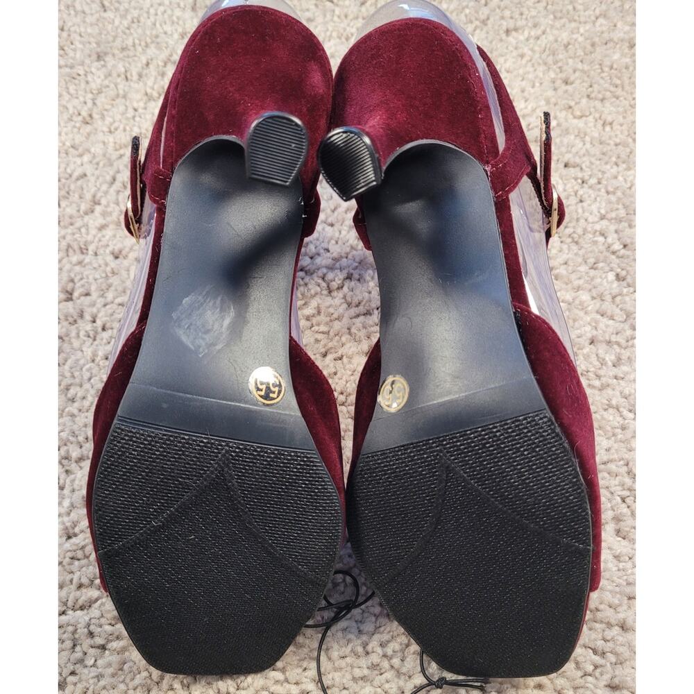 Chinese Laundry Lynwood Velvet Heels Merlot Kitten Sandals NWOT 5.5 - Picture 8 of 10